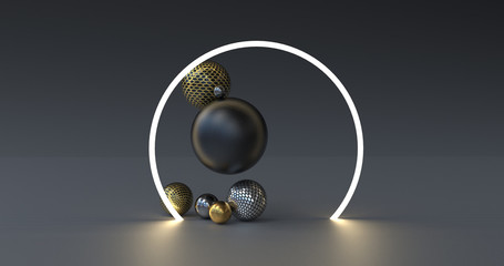 3D RENDERING illustration geometric balls. Abstract background with spheres.