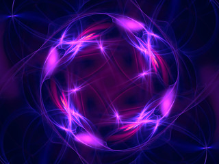 Abstract neon glowing waves and curls - digitally generated image