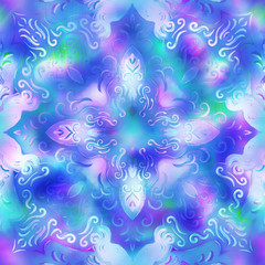 Holographic surreal ombre iridescent blend of purple green and blue with digital pattern overlay. Soft flowing surreal fantasy graphic design. Seamless repeat raster jpg pattern swatch.