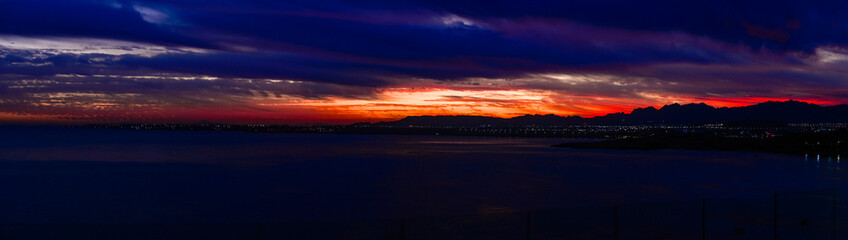 beautiful sunset panorama with amazing sky in egypt