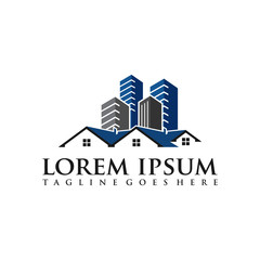 city building skyline house apartment vector logo design template, city vector logo, home logo,...