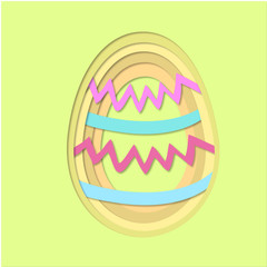 Easter colored egg illustration paper cut 3d effect