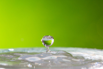 water drop on green backdrop