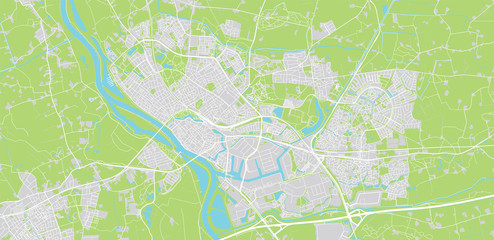 Urban vector city map of Deventer, The Netherlands