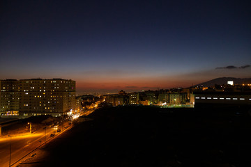 top view of a modern city at night