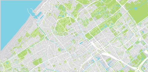 Urban vector city map of The Hague, The Netherlands - obrazy, fototapety, plakaty