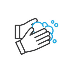 Wash your hands vector icon. Vector line art illustration.