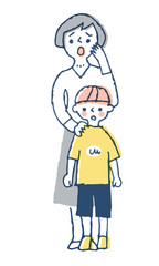 Fototapeta premium 困っている表情のお母さんと男の子