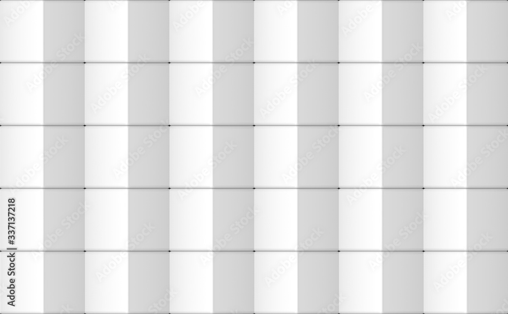 Poster 3d rendering. seamless modern white square grid box pattern wall design texture background.