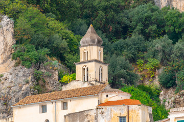 Fototapeta na wymiar Architecture of beautiful Amalfi, view with church