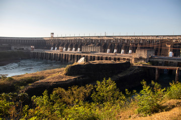 Fototapeta na wymiar Itaipu Dam hydroelectric between Brazil and Paraguay. Itaipu Binational. 