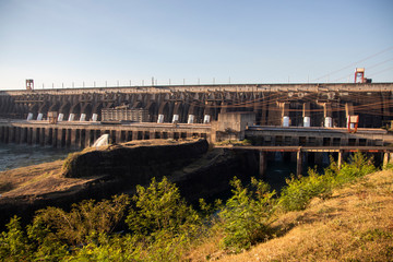 Itaipu Dam hydroelectric between Brazil and Paraguay. Itaipu Binational. 