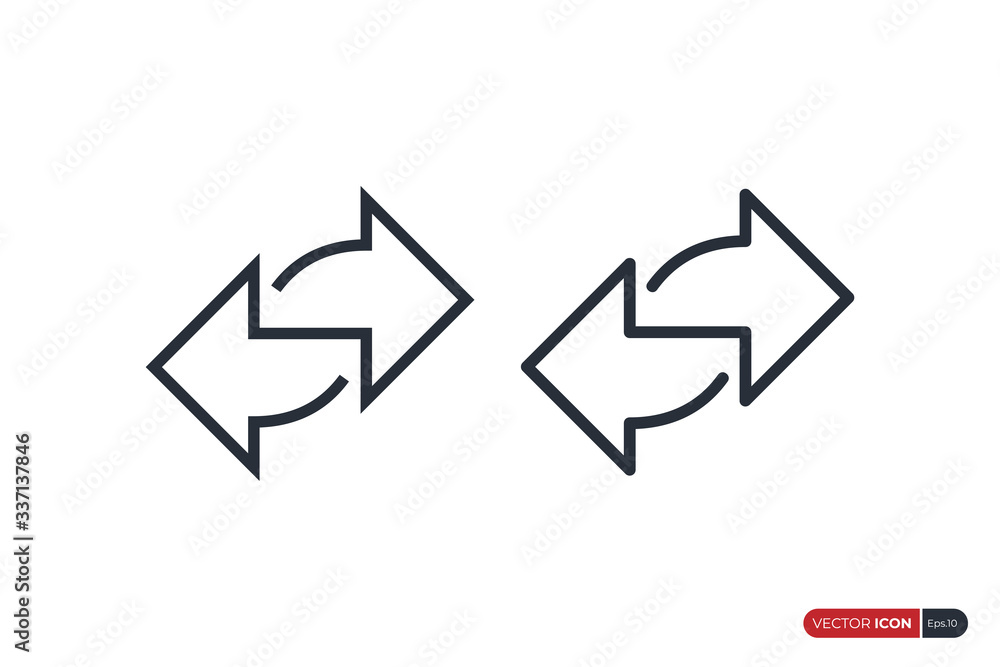 Poster double arrow line icon. two side arrow isolated on white background. flat vector icon design templat