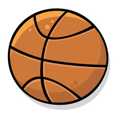Vector drawing of a basketball ball with a black outline and flat colors. Drawn in a cute style and isolated on white. Can represent college sports, athletes, competition, fitness and national leagues