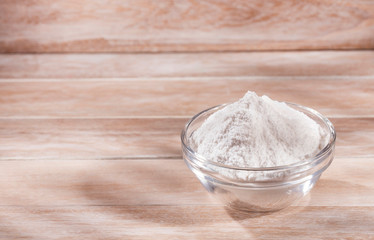 Baking soda in the glass bowl - Text space