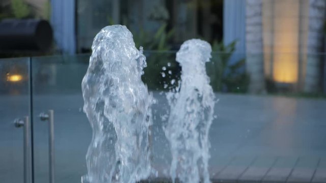 Small city Blur  fountain on a sunny spring day