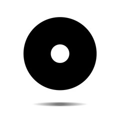 Fototapeta na wymiar Black CD icon, vector illustration flat design style isolated on white background with shadow