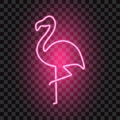 Neon flamingo, pink silhouette, vector illustration. © Vectorry