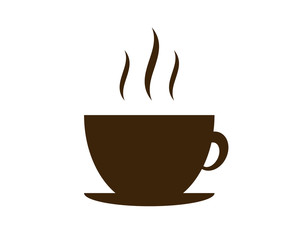 Hot coffee brown icon vector or Illustration or logo isolate on white background. Flat style icon