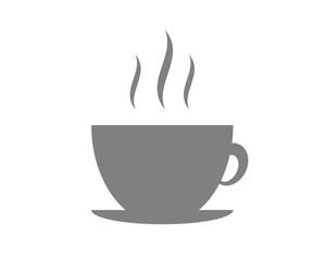 Hot coffee gray icon vector or Illustration or logo isolate on white background. Flat style icon