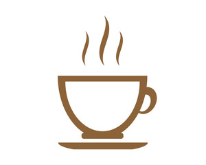 Hot coffee brown icon vector or Illustration or logo isolate on white background. Flat style icon