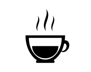 Hot coffee black icon vector or Illustration or logo isolate on white background. Flat style icon