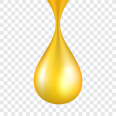 Golden oil or honey drop, isolated, vector illustration.