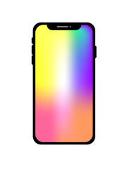 Smartphone outline, mobile phone with colorful display isolated on white background.