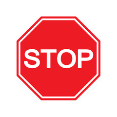 Red Stop Sign isolated on white background. Traffic regulatory warning stop symbol. Vector illustration, EPS10.