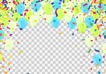 Group of Colour Glossy Helium Balloons Background. Set of Balloons for Birthday,Vector Illustration EPS 10