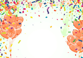 Fototapeta premium balloons colorful confetti Celebration carnival ribbons. luxury greeting rich card.