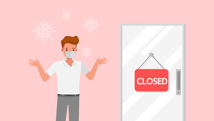 The effect of the coronavirus pandemic in global business. Store closed due to virus quarantine.