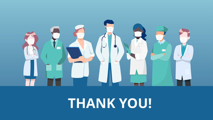 Vector of a medical team of doctors and nurses