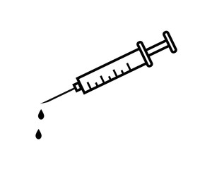 black and white syringe simple vector logo and icon flat style isolated on white background. vector illustration EPS10