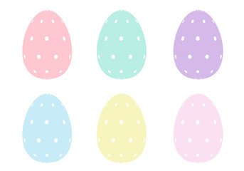 Mix Easter eggs for Easter holidays dot pattern in pastel color isoleted in white background