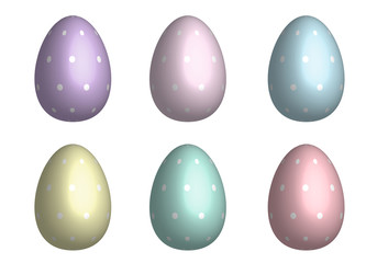 Mix Easter eggs for Easter holidays dot pattern in pastel color and 3D design isoleted in white background
