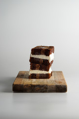 Ice cream sandwich with banana bread and vanilla ice cream