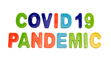 Text COVID-19 PANDEMIC on a white background.
