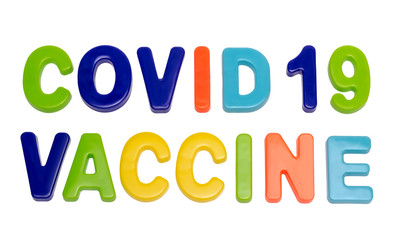 Text COVID-19 VACCINE on a white background.