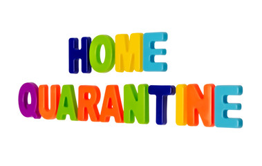 Text HOME QUARANTINE on a white background.