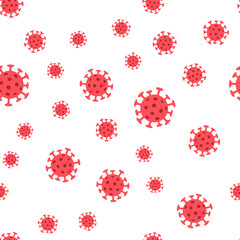 Coronavirus bacteria seamless pattern. Pandemic virus design texture background.