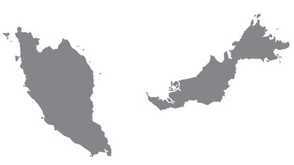 Malaysia map with gray tone on  white background,illustration,textured , Symbols of Malaysia