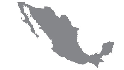 Mexico map with gray tone on  white background,illustration,textured , Symbols of Mexico