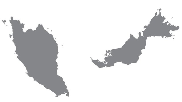Malaysia map with gray tone on  white background,illustration,textured , Symbols of Malaysia