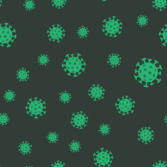 Coronavirus bacteria seamless pattern. Pandemic virus design texture background.