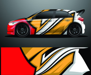 Fototapeta premium Rally car decal graphic wrap vector, abstract background