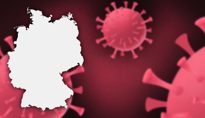 Germany corona virus update with  map on corona virus background,report new case,total deaths,new deaths,serious critical,active cases,total recovered,virus spread  Wuhan China to worldwide,outbreak
