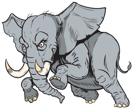 Charging African Elephant Vector Cartoon Mascot Stock Vector | Adobe Stock