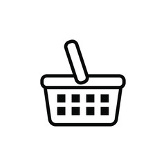 Shopping Basket Icon , Market Template Logo Design Illustration , Outline Solid Background White Marketing Retail Commerce
