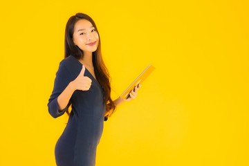 Portrait beautiful young asian woman with tablet